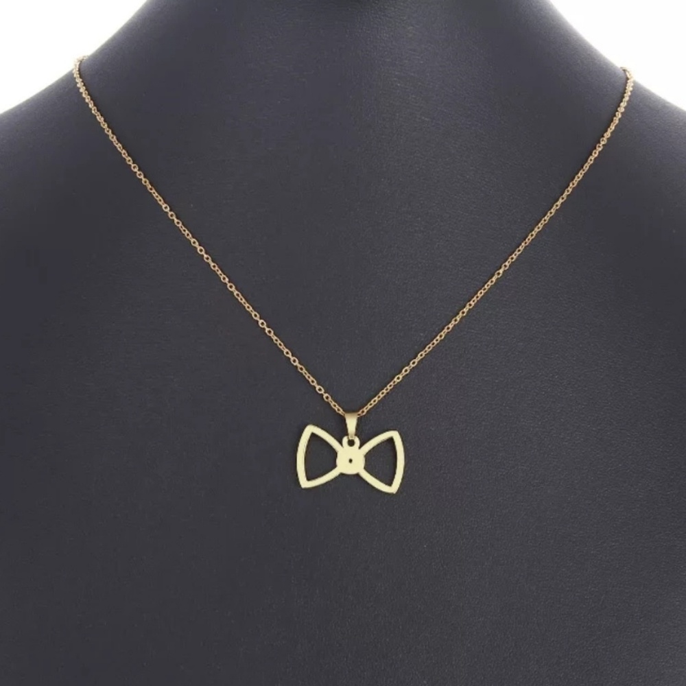 Stainless Steel Bow Necklace - Picture 2 of 3